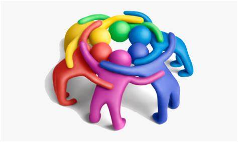 Colourful plastic figurines holding hands, representing teamwork and leadership.